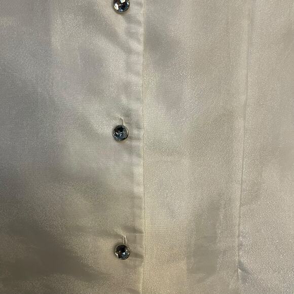 Jordan Button Up Sheer Blouse Womens 18W White VTG Romantic Formal Fairycore Top - Picture 9 of 10